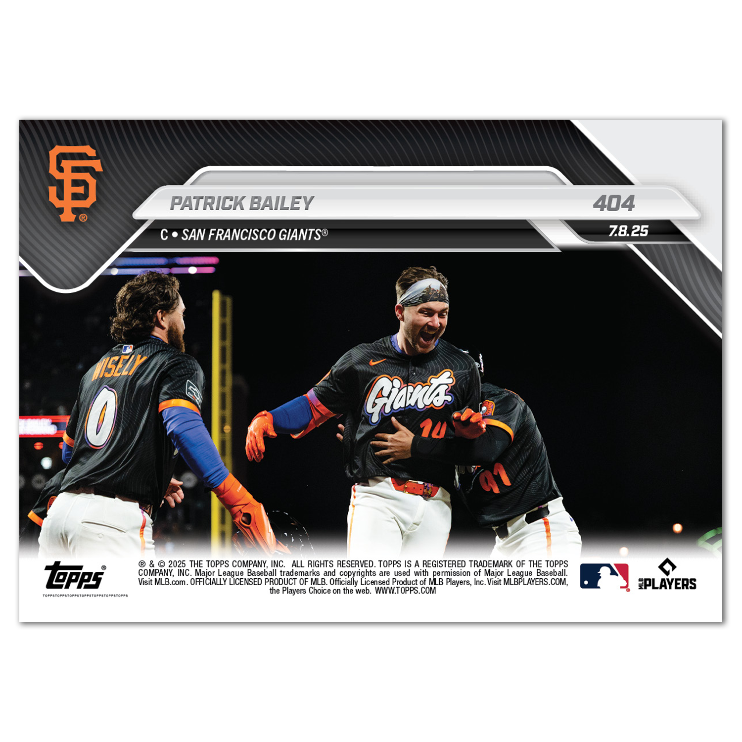 Patrick Bailey - 2025 MLB Topps NOW - Card 404 - PR: 1080 - Image 2