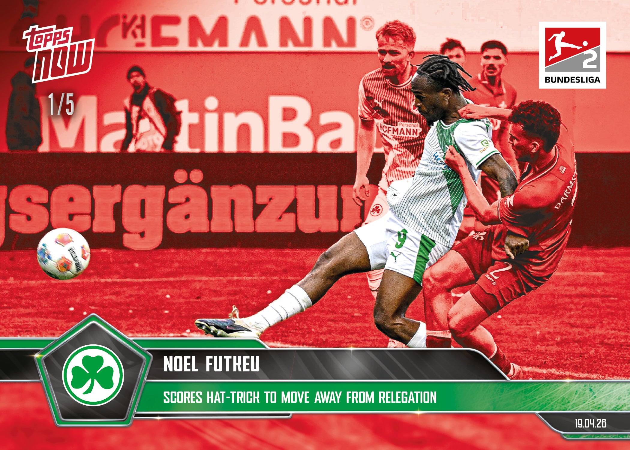 Noel Futkeu - 2025-26 Bundesliga Topps NOW - Card 176 - PR: 80 - Image 3