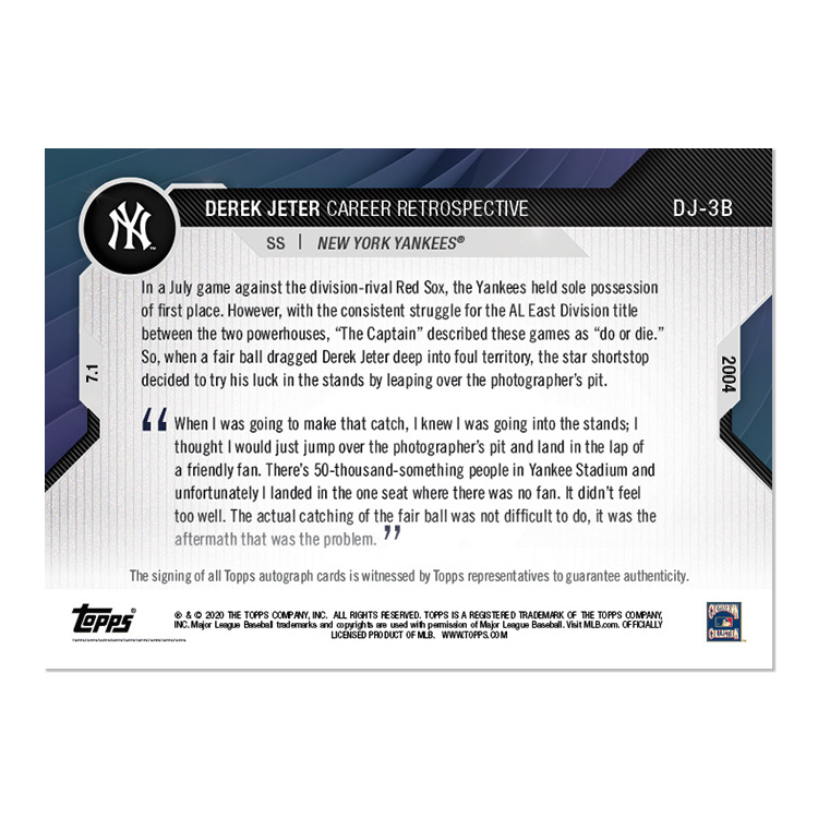 On-Card Chrome Auto # to 49 - Derek Jeter Career Retrospective Topps NOW Chrome Card 3B - Image 2
