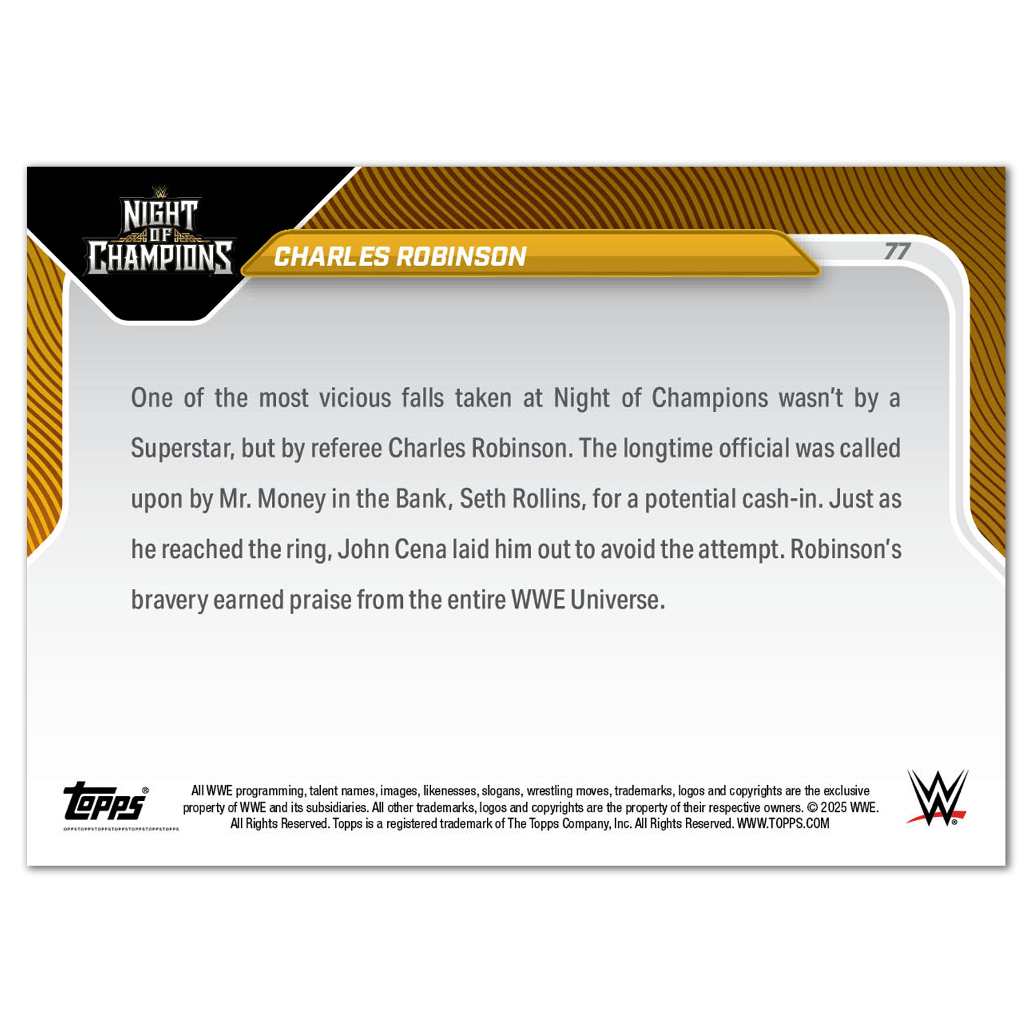 Charles Robinson - 2025 WWE Topps NOW - Card 77 - LOOK FOR AUTO - PR: 1861 - Image 3
