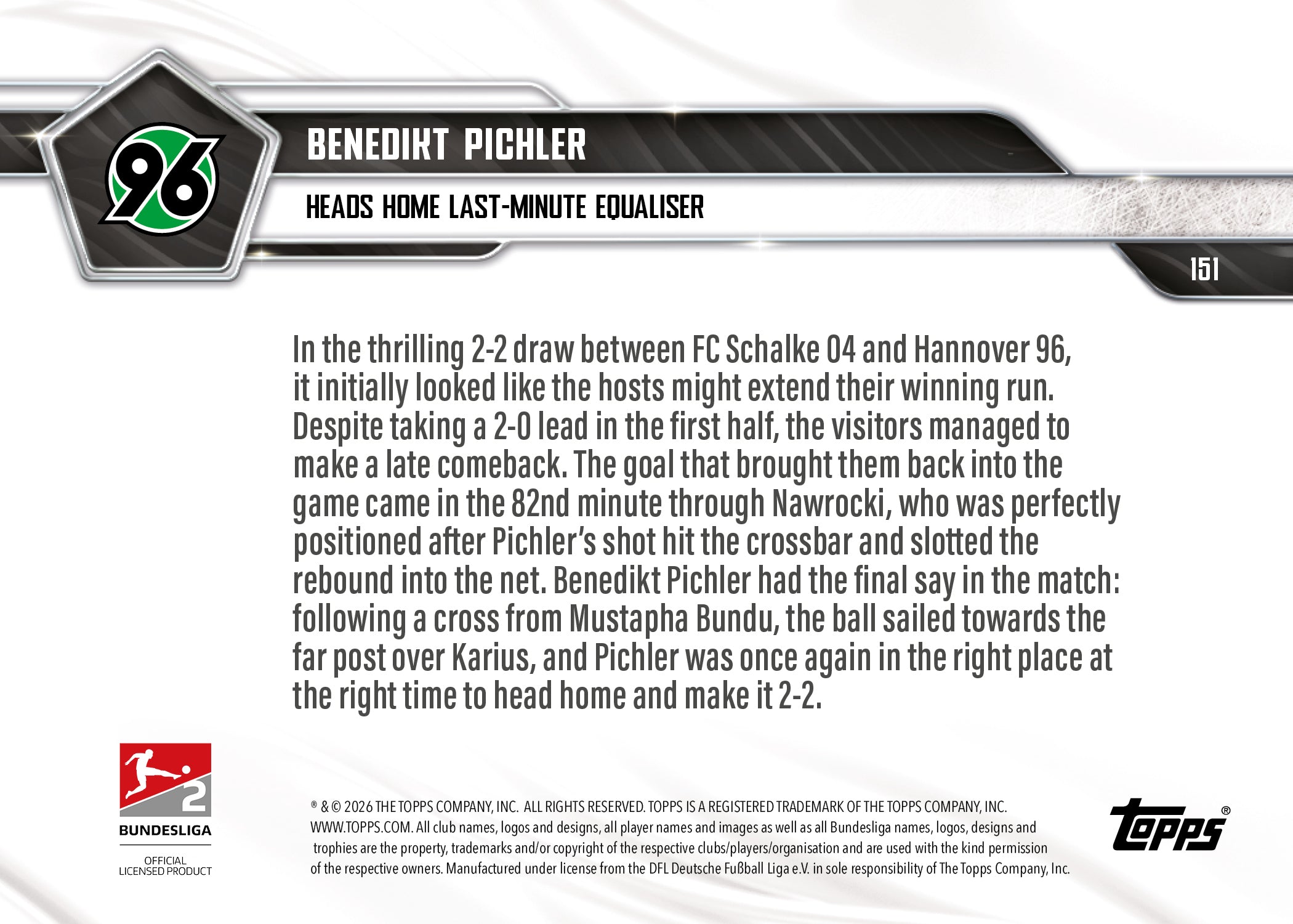 Benedikt Pichler - 2025-26 Bundesliga Topps NOW - Card 151 - PR:139 - Image 7
