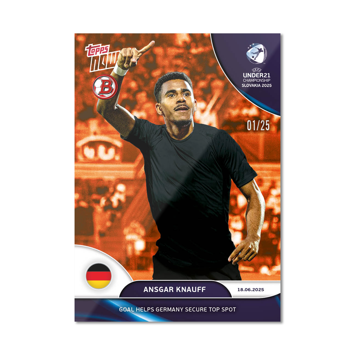 Ansgar Knauff - 2025 UEFA Euro U-21 Topps NOW - Card 6 - PR: 100 - Image 5