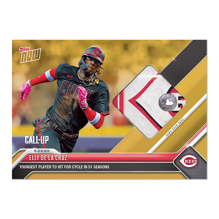 Game-used Base Relic # to 199 or Lower - Elly De La Cruz - 2023 MLB TOPPS NOW Card 485 - Image 5