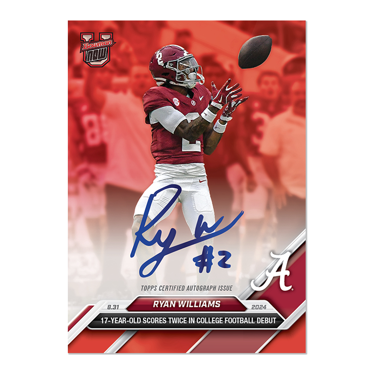 On-Card Autograph # to 49 or Lower - Ryan Williams - 2024 Bowman U Now Card 2 - Image 6