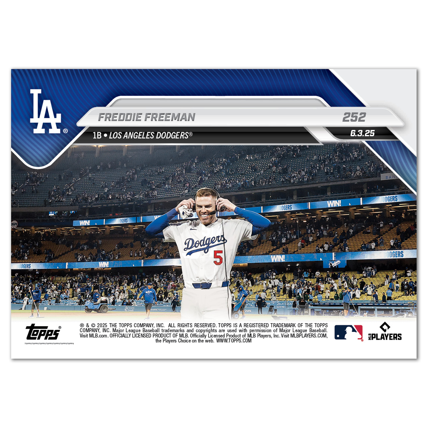 Freddie Freeman - 2025 MLB Topps NOW - Card 252 - PR: 893 - Image 2