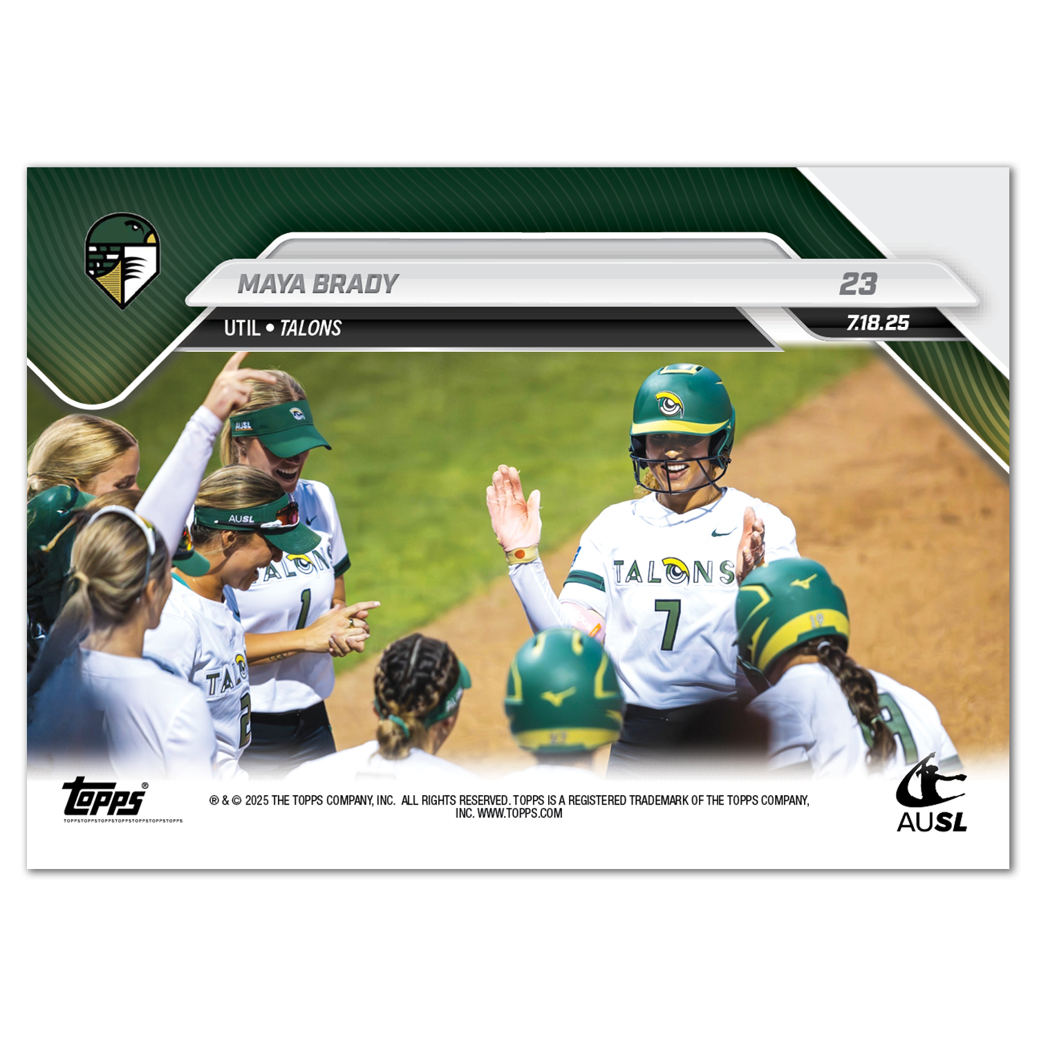 Maya Brady - 2025 AUSL Topps NOW - Card 23 - PR: 817 - Image 2