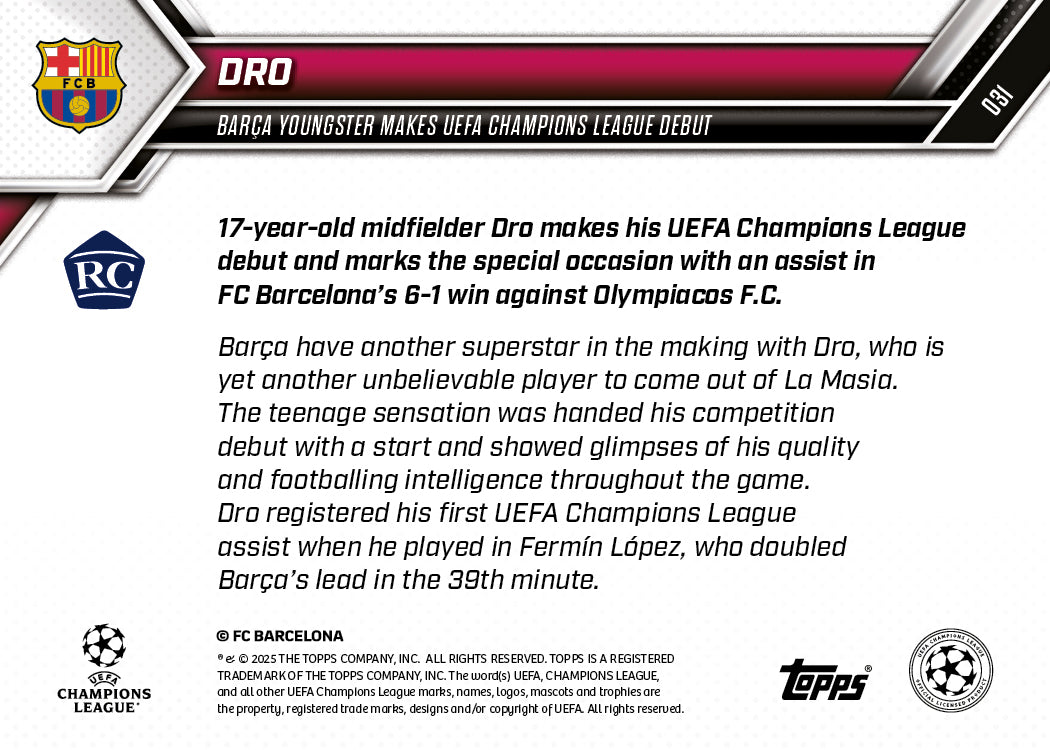 Dro - 2025-26 UCL Topps NOW - Card 31 - PR: 2889 - Image 7