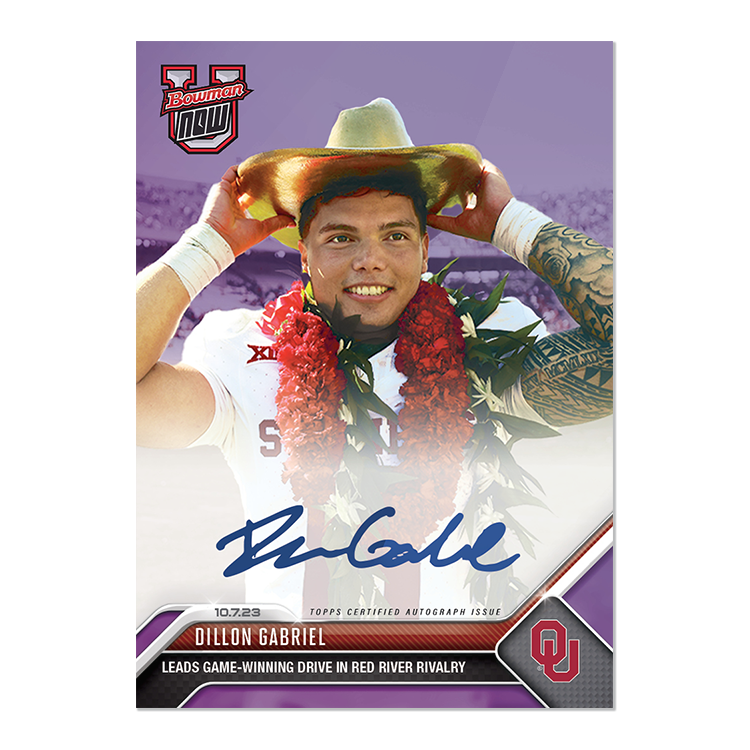 On-Card Autograph # to 99 or Lower - Dillon Gabriel - 2023 Bowman U Now Card 12 - Image 5