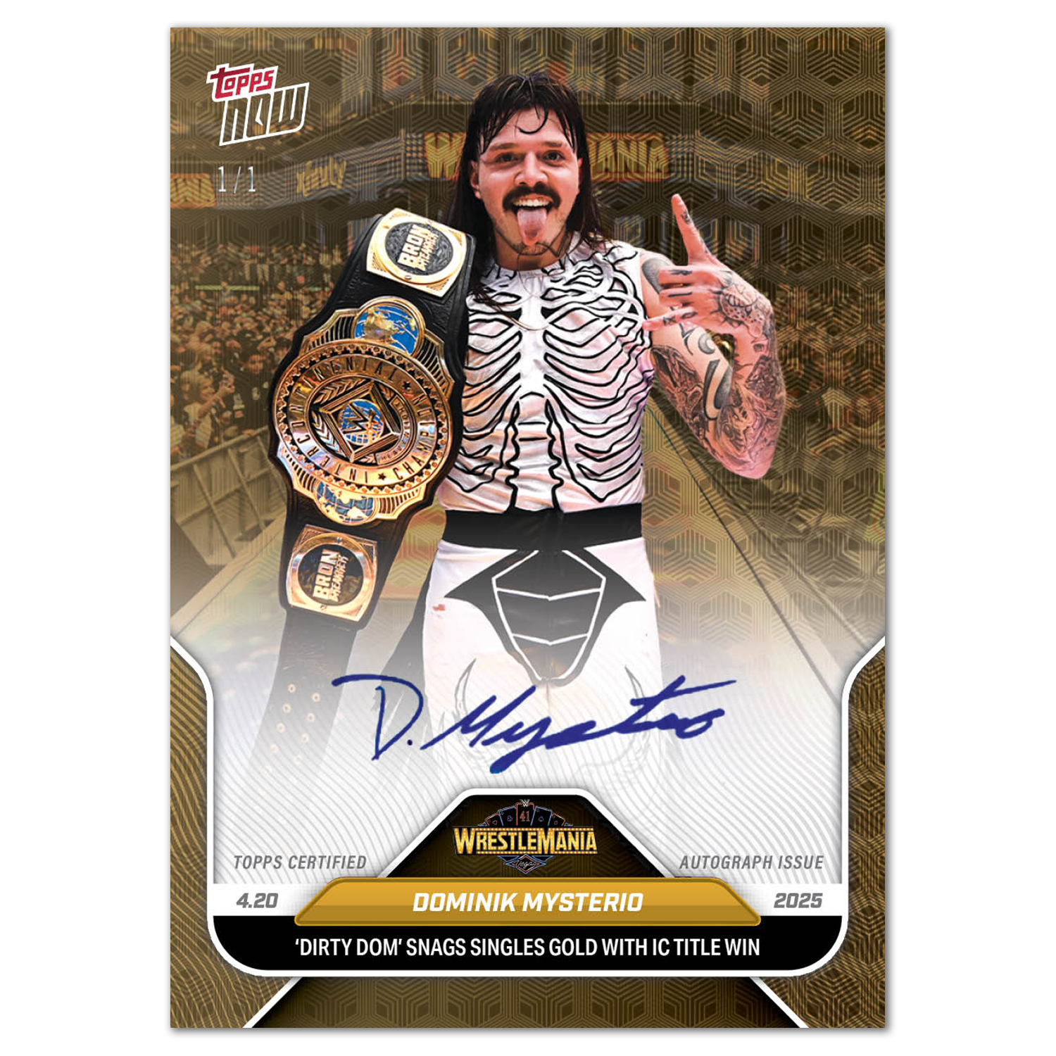 Dominik Mysterio - 2025 WWE Topps NOW - Card 43 - LOOK FOR AUTOS - PR: 6671 - Image 2