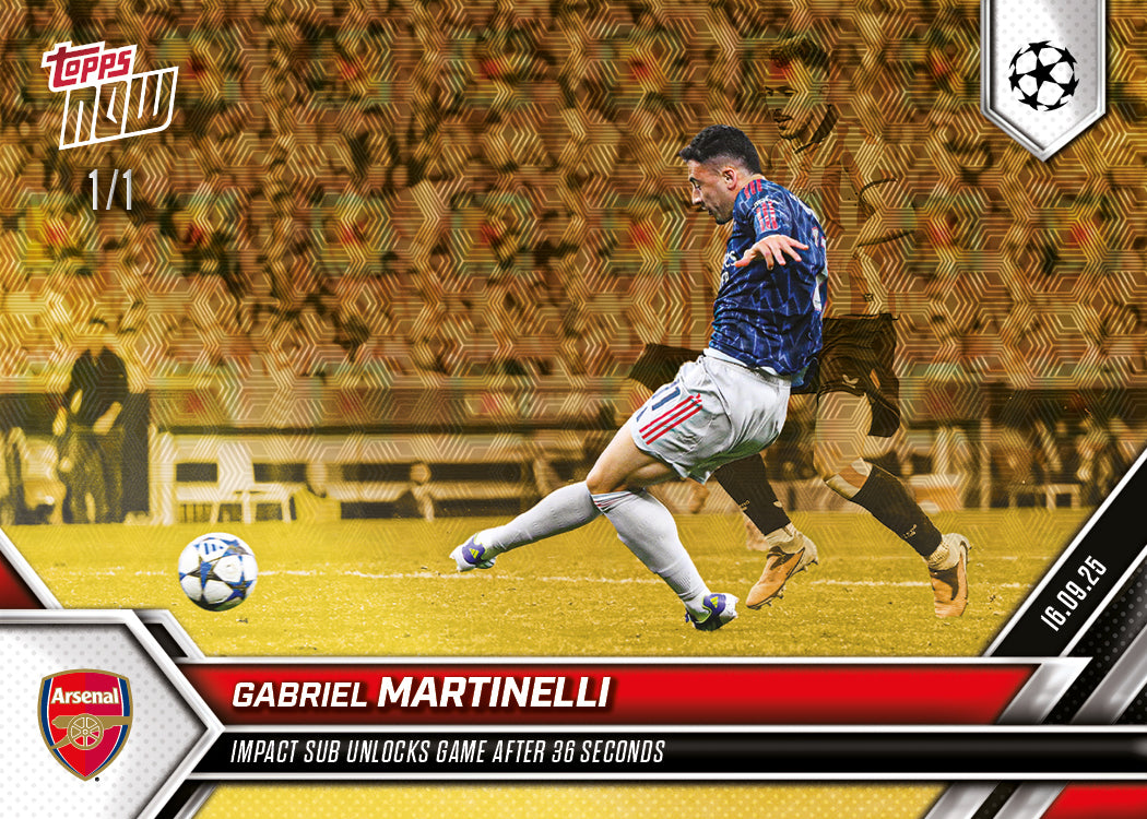Gabriel Martinelli - 2025-26 UCL Topps NOW Card 9 - PR: 387 - Image 2