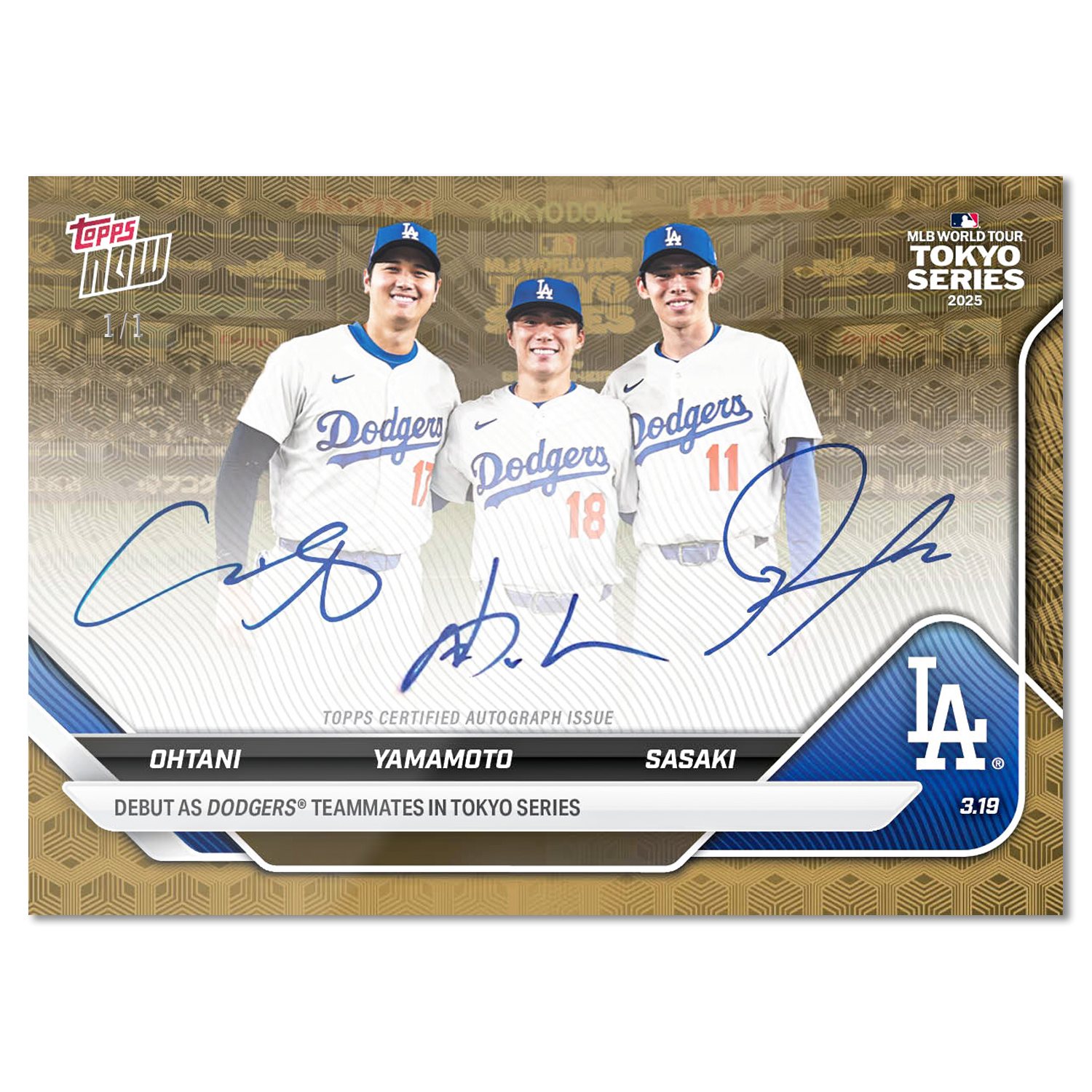 Shohei Ohtani / Yoshinobu Yamamoto / Roki Sasaki - 2025 MLB Topps NOW - Card 7 - LOOK FOR TRIPLE AUTO - PR: 99,226 - Image 2