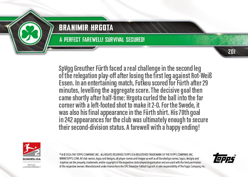 Branimir Hrgota - 2025-26 Bundesliga Topps NOW - Card 201 - PR: 131 - Image 7