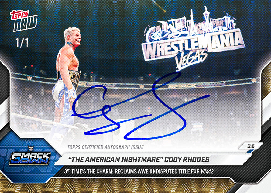 Alternative view of "The American Nightmare" Cody Rhodes - 2026 WWE Topps NOW - Card 29 - PR: 1776