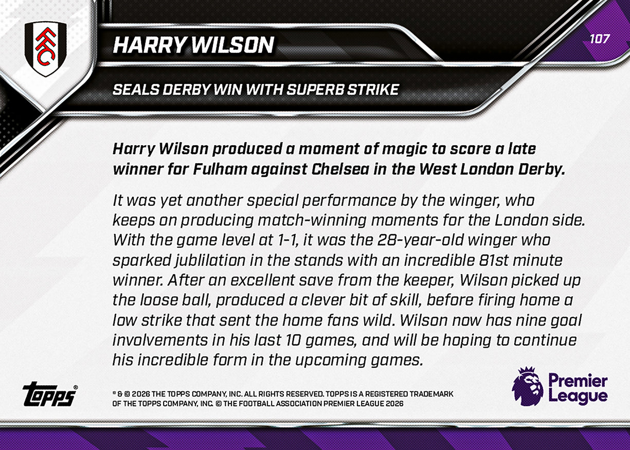 Harry Wilson - 2025-26 Premier League Topps NOW - Card 107 - PR: 220 - Image 7