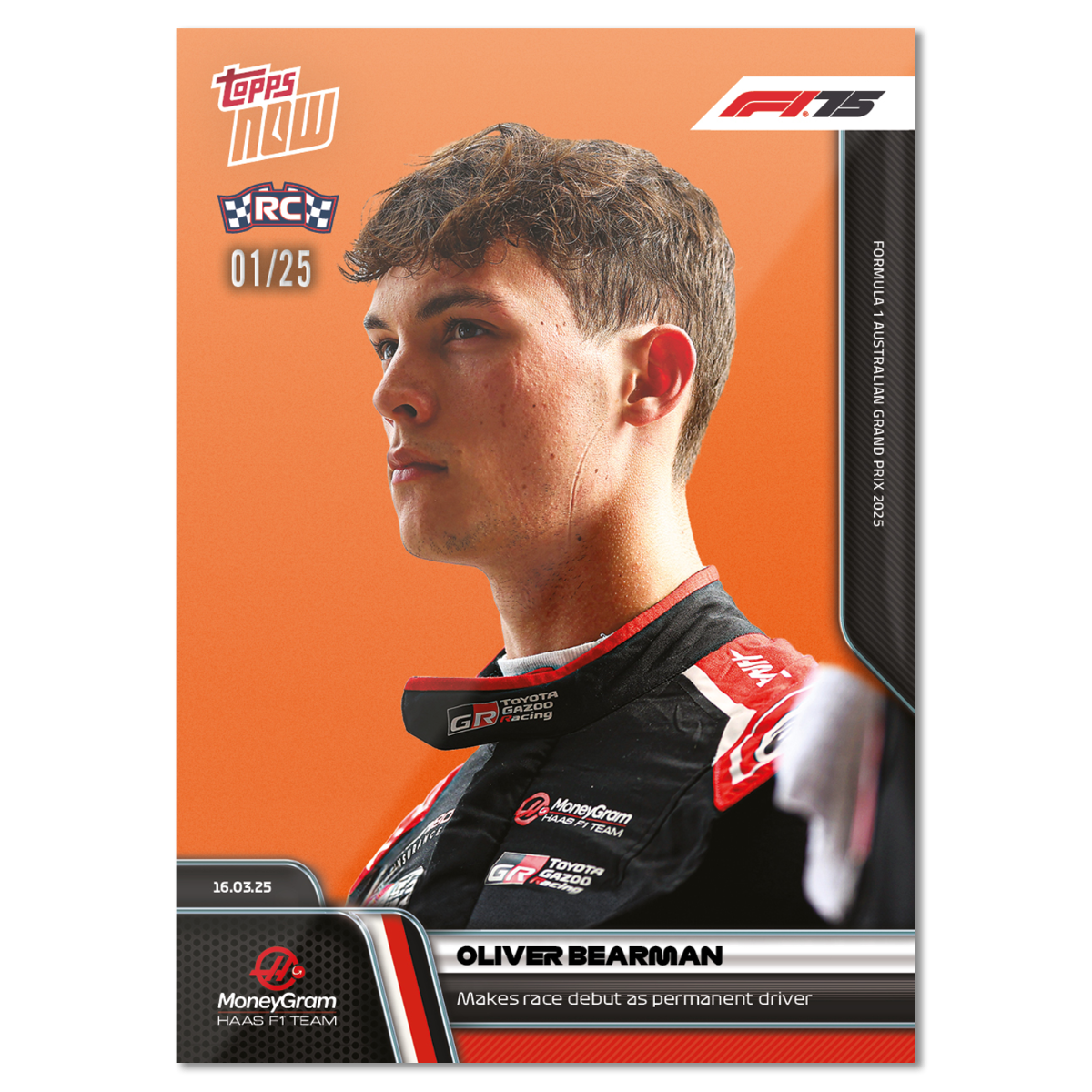 Oliver Bearman - 2025 Formula 1 Topps NOW Card 19 - PR: 1896 - Image 6