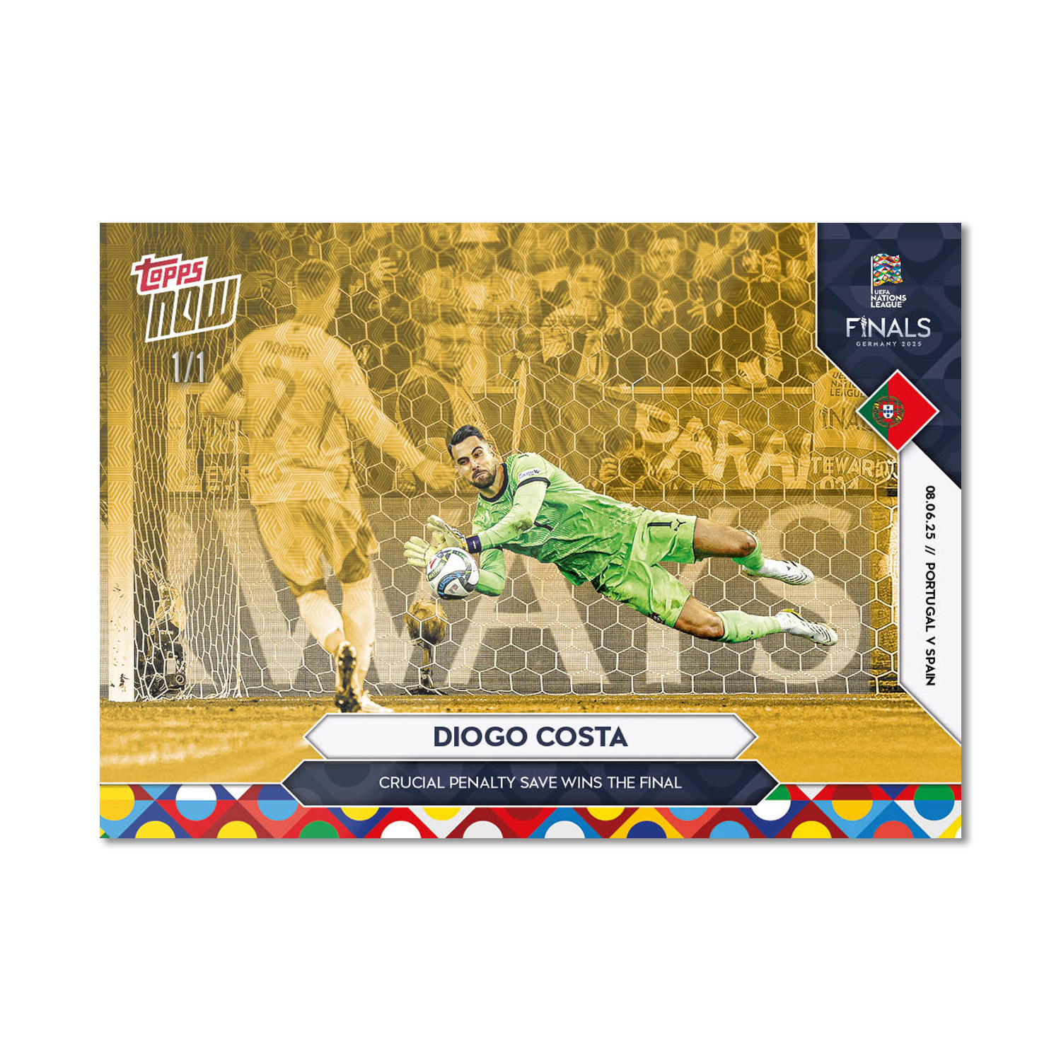 Alternative view of Diogo Costa - 2025 UEFA Nations League Topps NOW - Card 5 - PR: 356