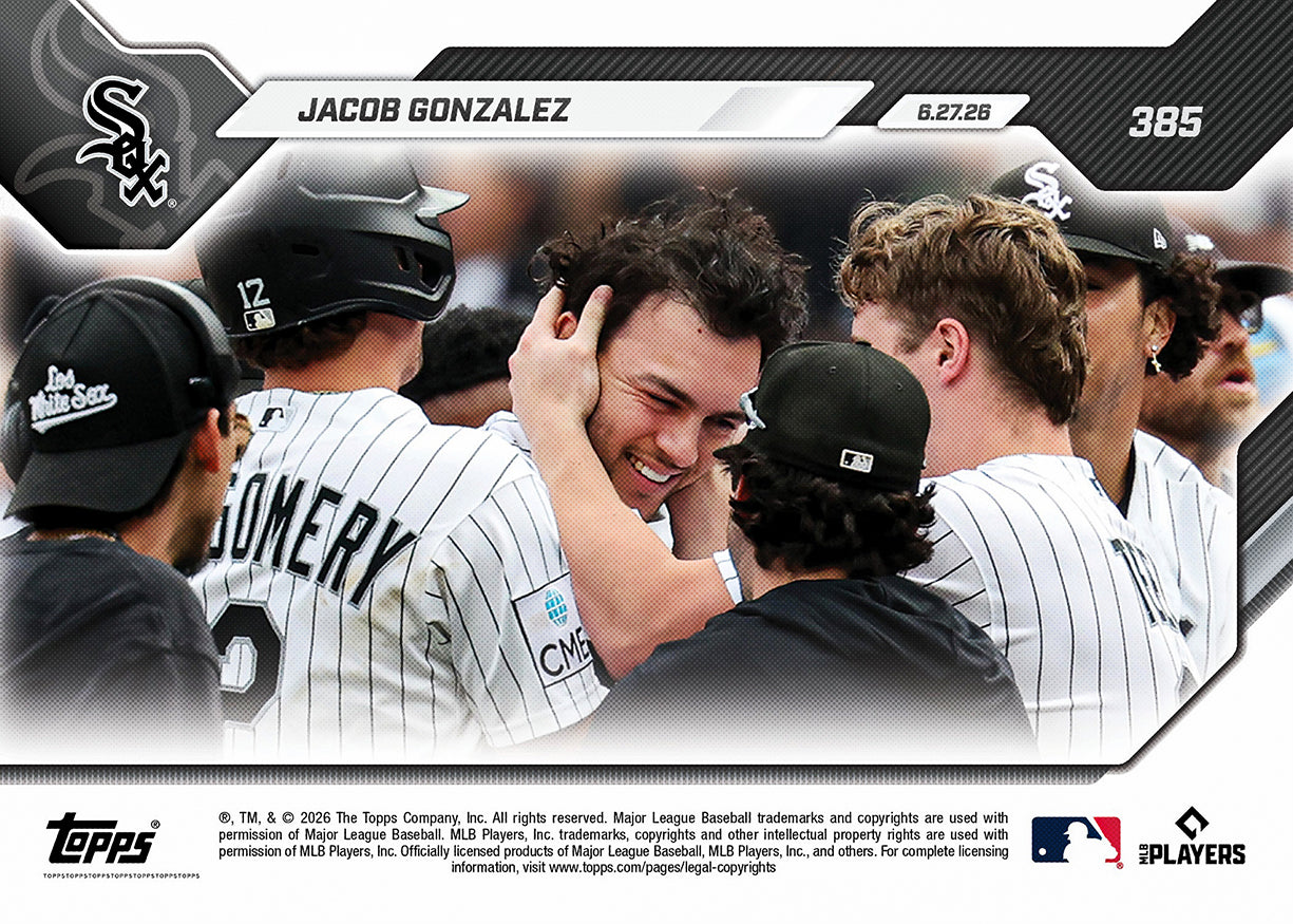 Jacob Gonzalez - 2026 MLB Topps NOW - Card 385 - PR: 467 - Image 2