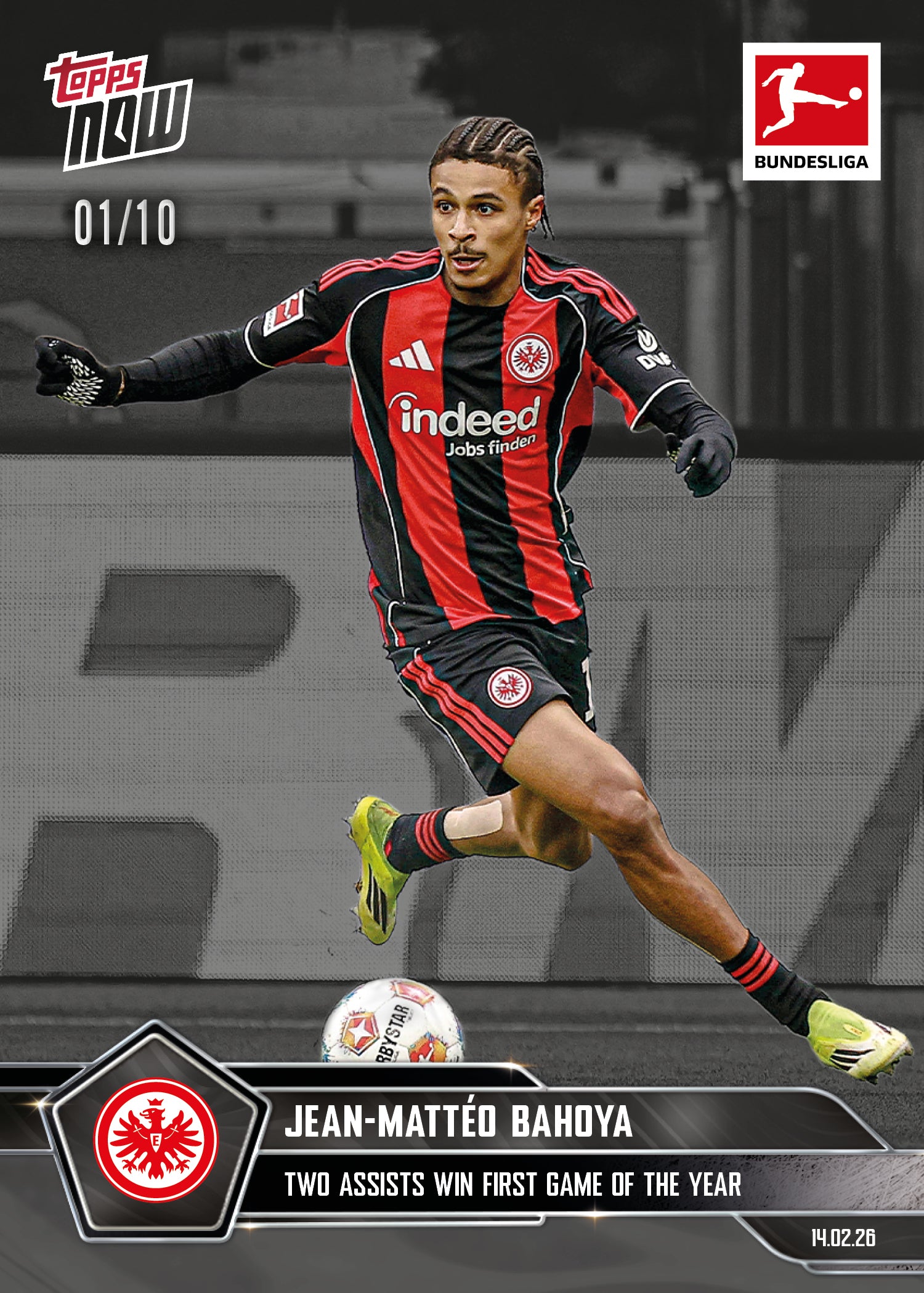 Jean-Mattéo Bahoya - 2025-26 Bundesliga Topps NOW - Card 123 - PR: 252 - Image 4