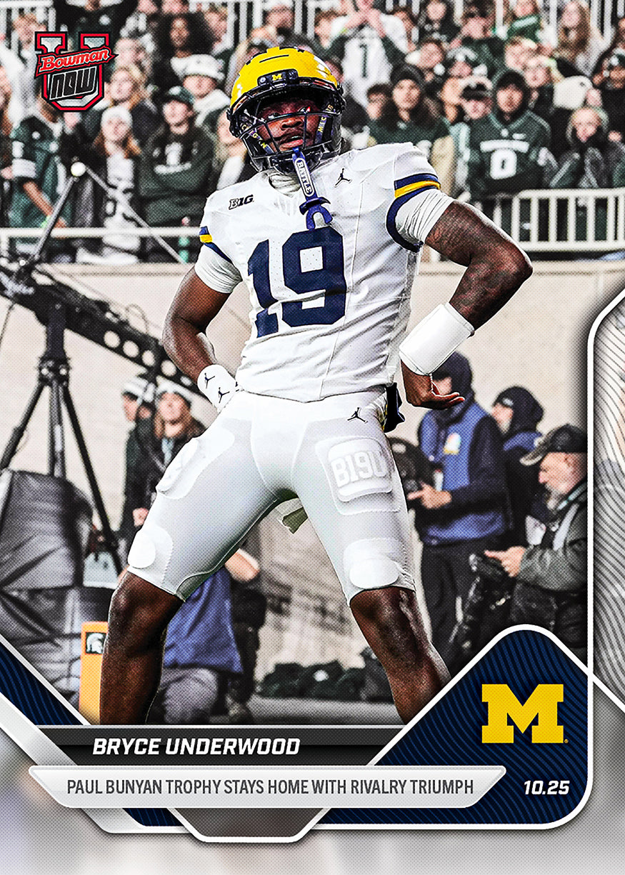 Bryce Underwood - 2025-26 Bowman U NOW Football - Card 36 - PR: 2391