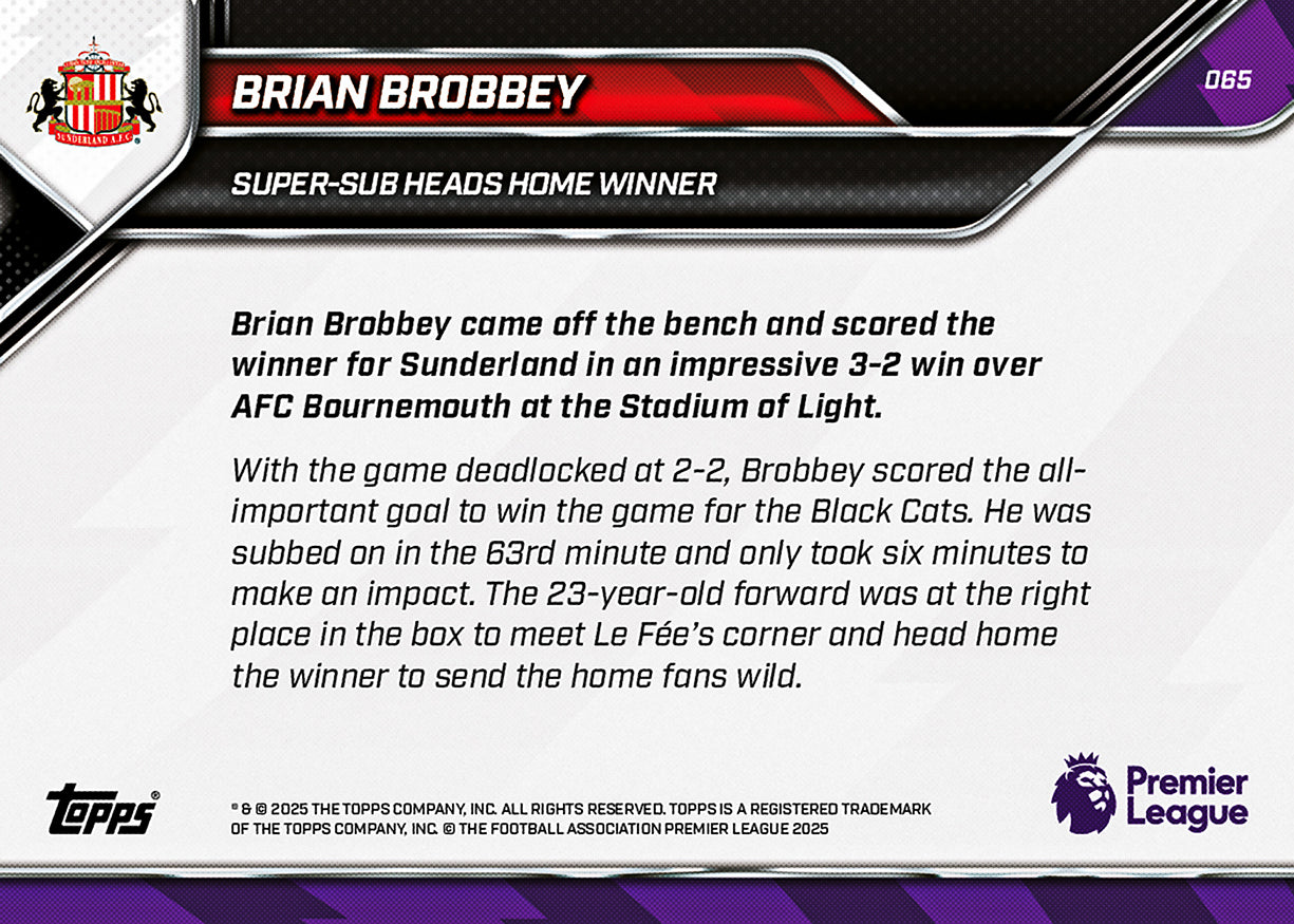 Brian Brobbey - 2025-26 Premier League Topps NOW - Card 65 - PR: 376 - Image 7