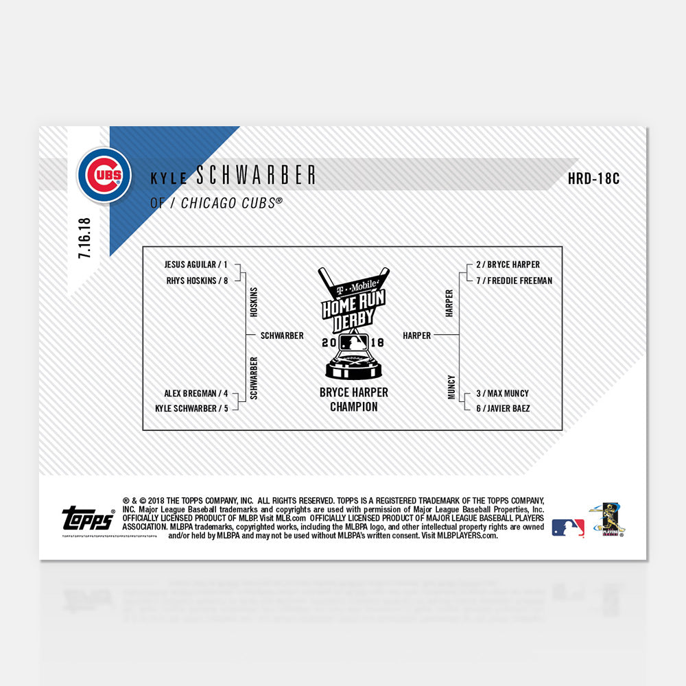 Alternative view of 2018 T-Mobile Home Run Derby Sock Relic # to 10 - Kyle Schwarber - MLB TOPPS NOW