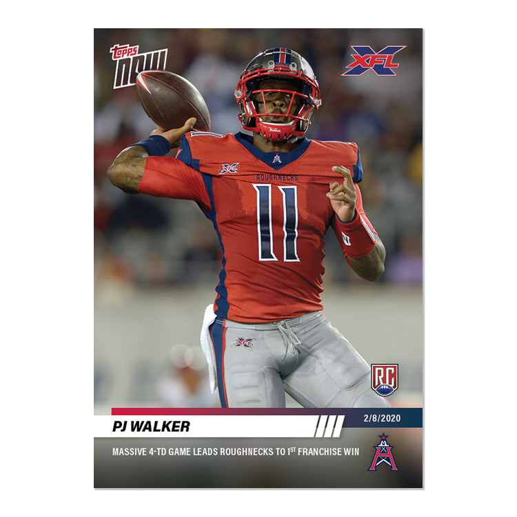 PJ Walker - XFL TOPPS NOW Card 4 - Print Run: 491
