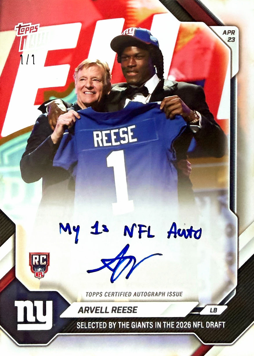 Alternative view of Arvell Reese - 2026 NFL Topps NOW - Card AREE - PR: 3931