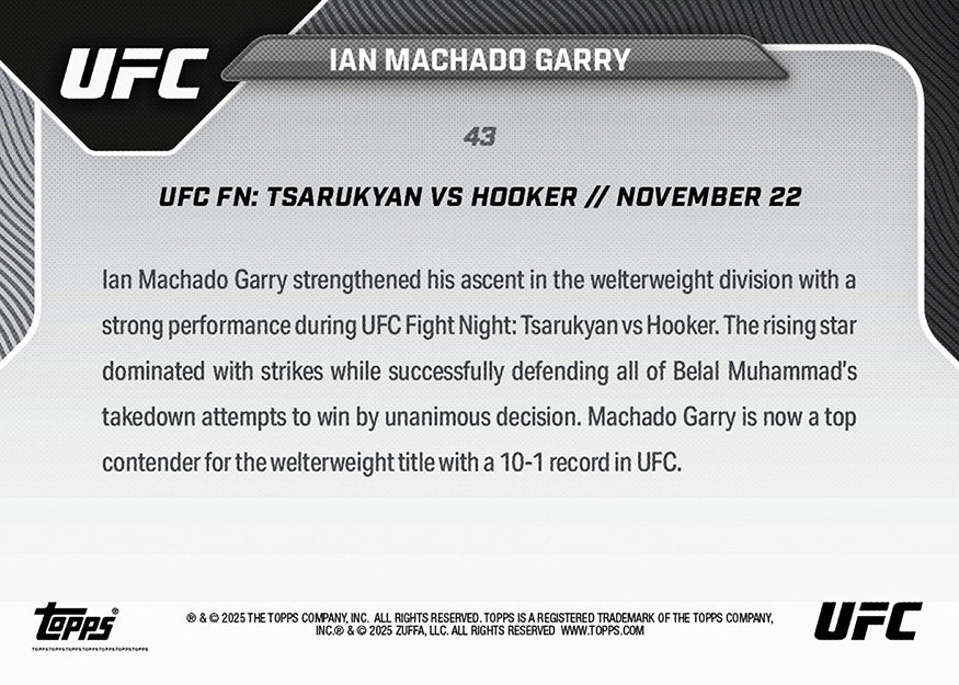 Ian Machado Garry - 2025 UFC Topps NOW - Card 43 - Image 3