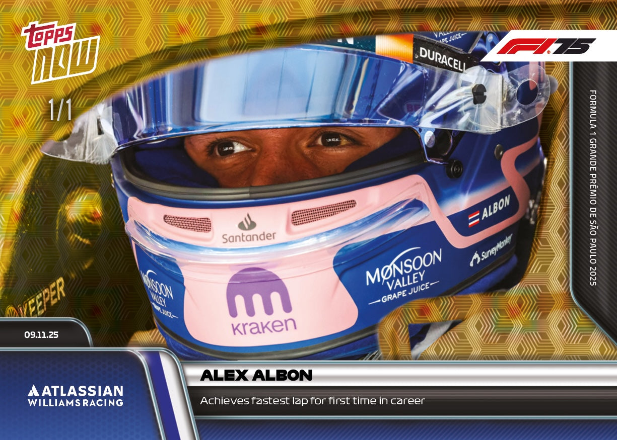 Alternative view of Alex Albon - 2025 Formula 1 Topps NOW - Card 78 - PR: 972