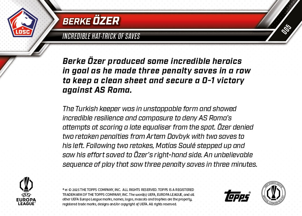 Berke Ozer - 2025-26 UEL Topps NOW - Card 5 - PR: 90 - Image 7