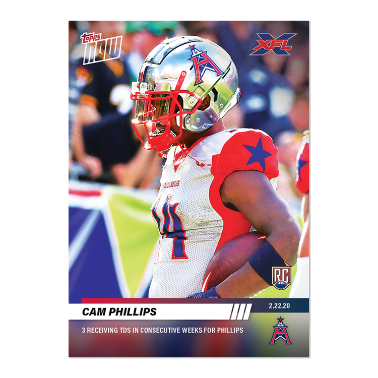 Cam Phillips - XFL TOPPS NOW Card 15 - Print Run: 250