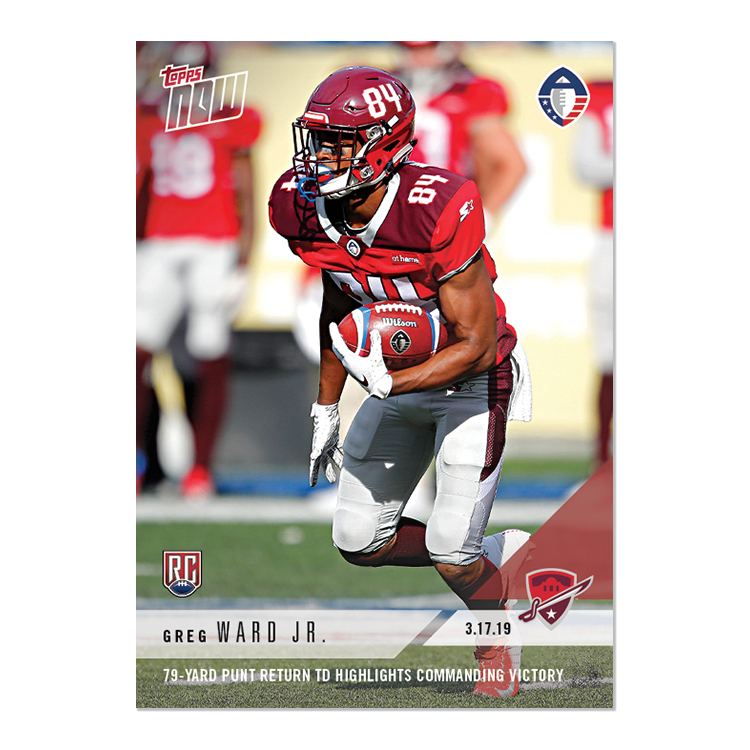 Greg Ward Jr. - AAF TOPPS NOW Card 32 - Print Run: 272