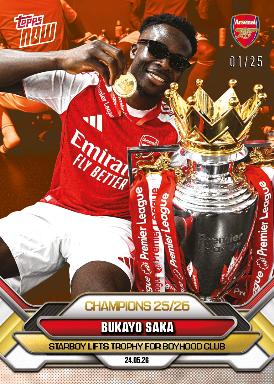 Bukayo Saka - 2025-26 Arsenal FC Topps NOW - Card 4 - PR: 7005 - Image 6