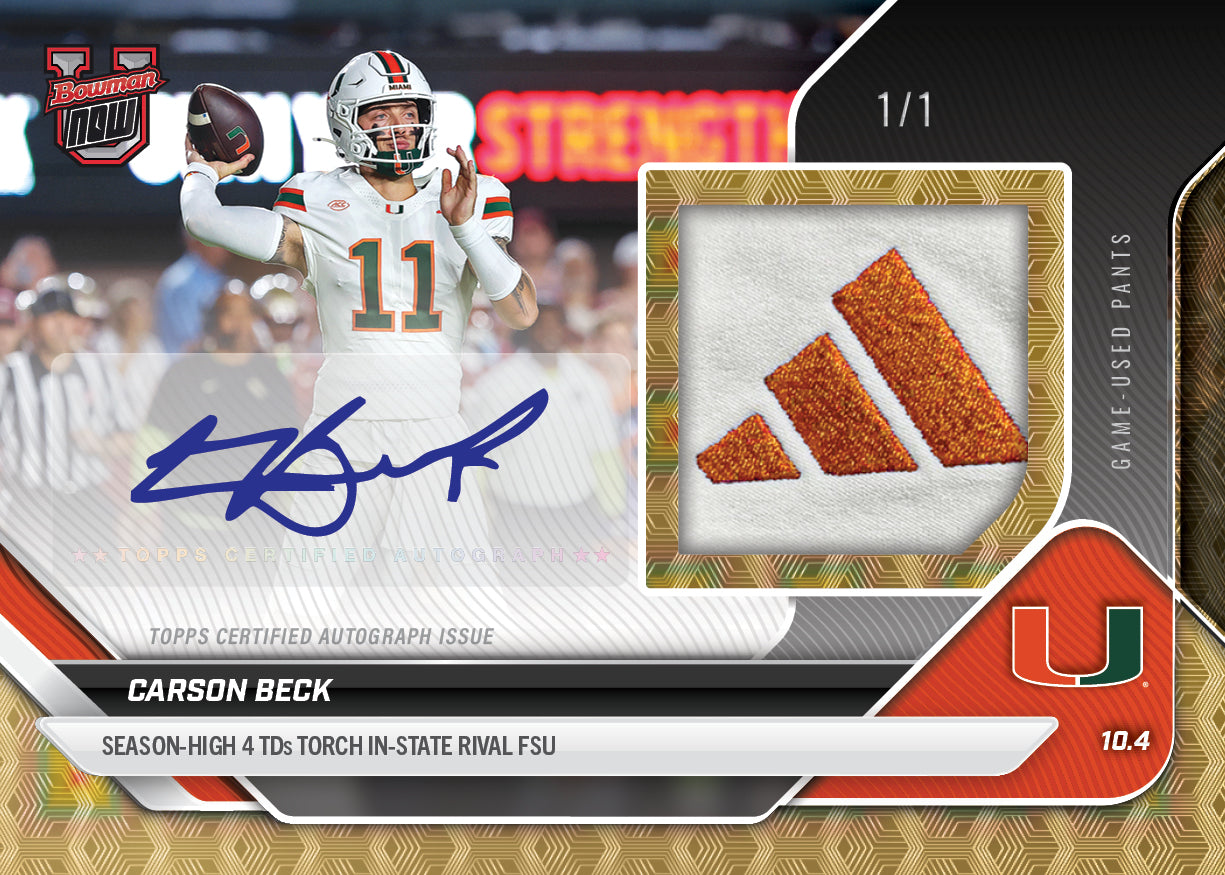 Carson Beck - 2025-26 Bowman U NOW Football - Card 25 - PR: 1137 - Image 2