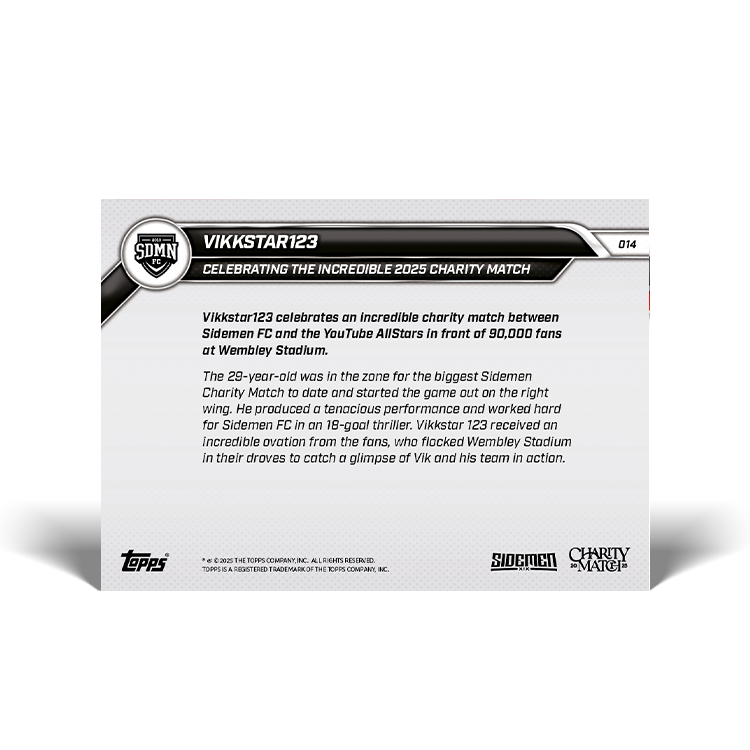 Vikkstar123 - 2025 Sidemen Charity Match Topps NOW Card 14 - LOOK FOR AUTO - PR: 146 - Image 8