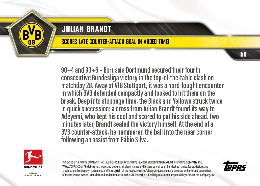 Julian Brandt - 2025-26 Bundesliga Topps NOW - Card 158 - PR: 263 - Image 7