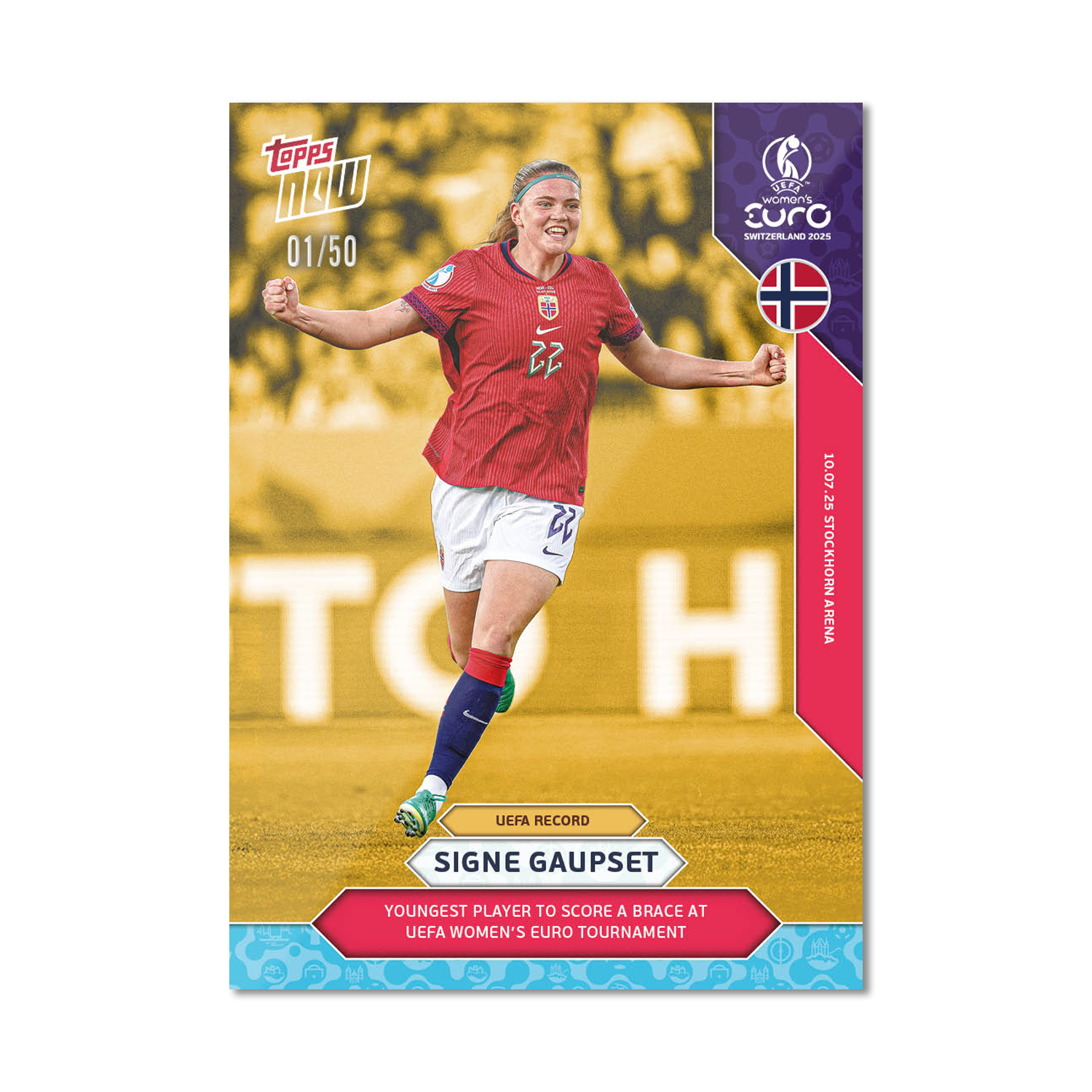 Signe Gaupset - UEFA Women’s EURO 2025™ Topps NOW - Card 15 - PR: 198 - Image 6