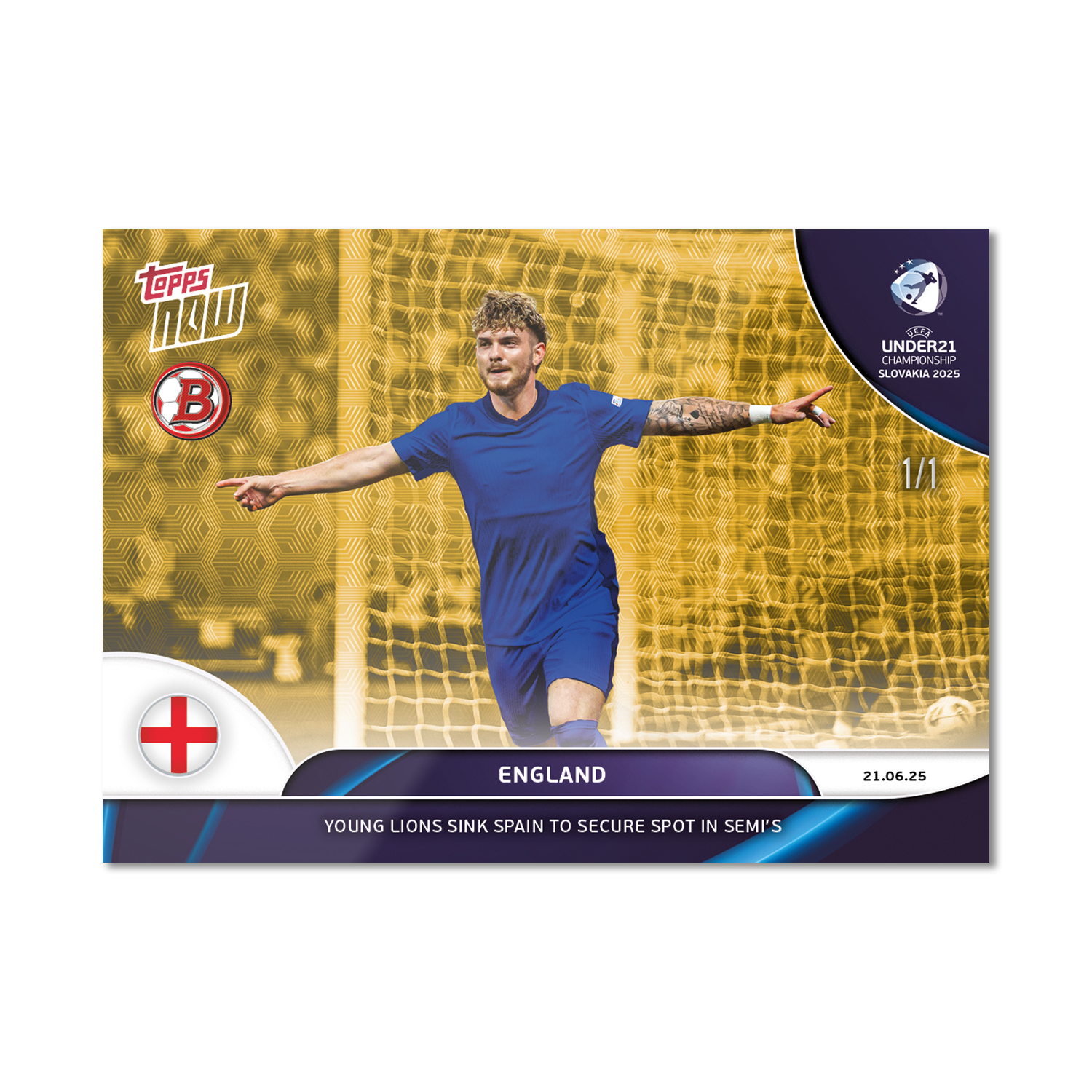 England - 2025 UEFA Euro U-21 Topps NOW - Card 7 - PR: 94 - Image 2