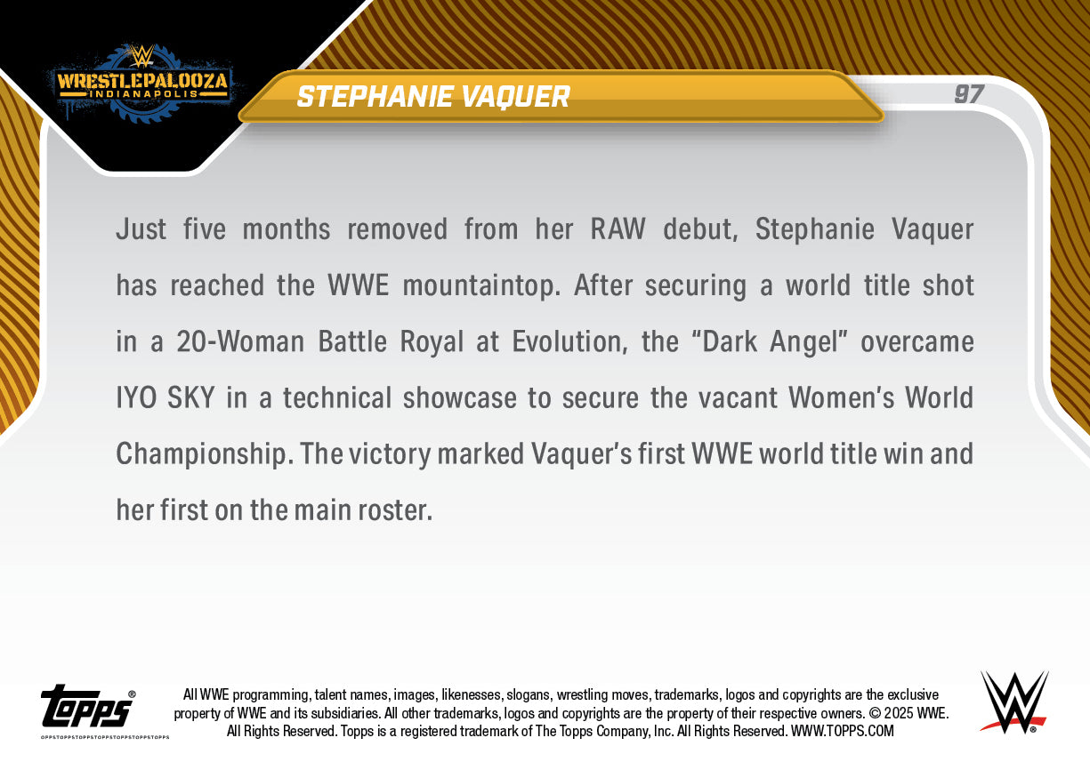 Stephanie Vaquer - 2025 WWE Topps NOW - Card 97 - LOOK FOR AUTOS - PR: 6615 - Image 3