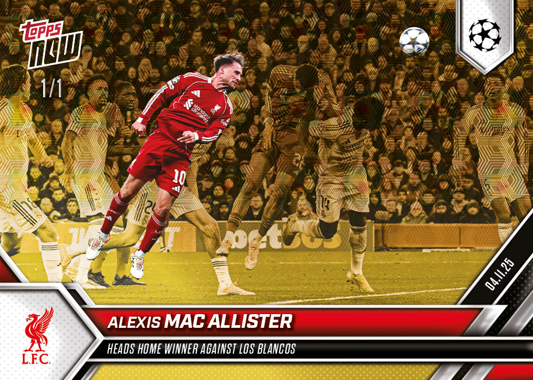 Alternative view of Alexis Mac Allister - 2025-26 UCL Topps NOW - Card 45 - PR: 502