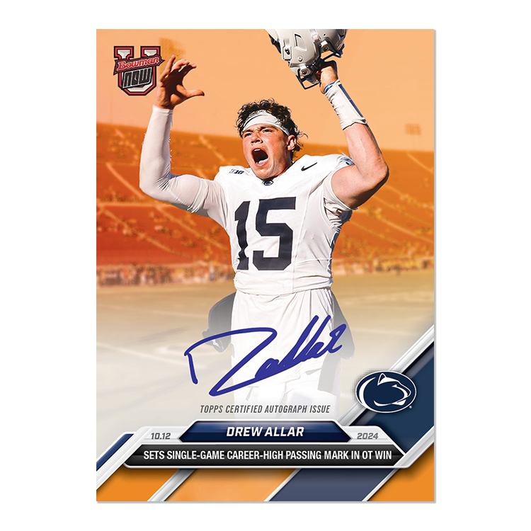 On-Card Autograph # to 99 or Lower - Drew Allar - 2024 Bowman U Now Card 28 - Image 8