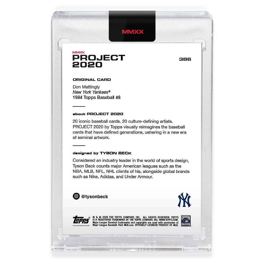 Topps PROJECT 2020 Card 386 - 1984 Don Mattingly by Tyson Beck - Print Run: 2259 - Image 3