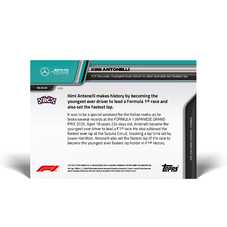 Kimi Antonelli - 2025 Formula 1 Topps NOW Card 28 - PR: 1714 - Image 3
