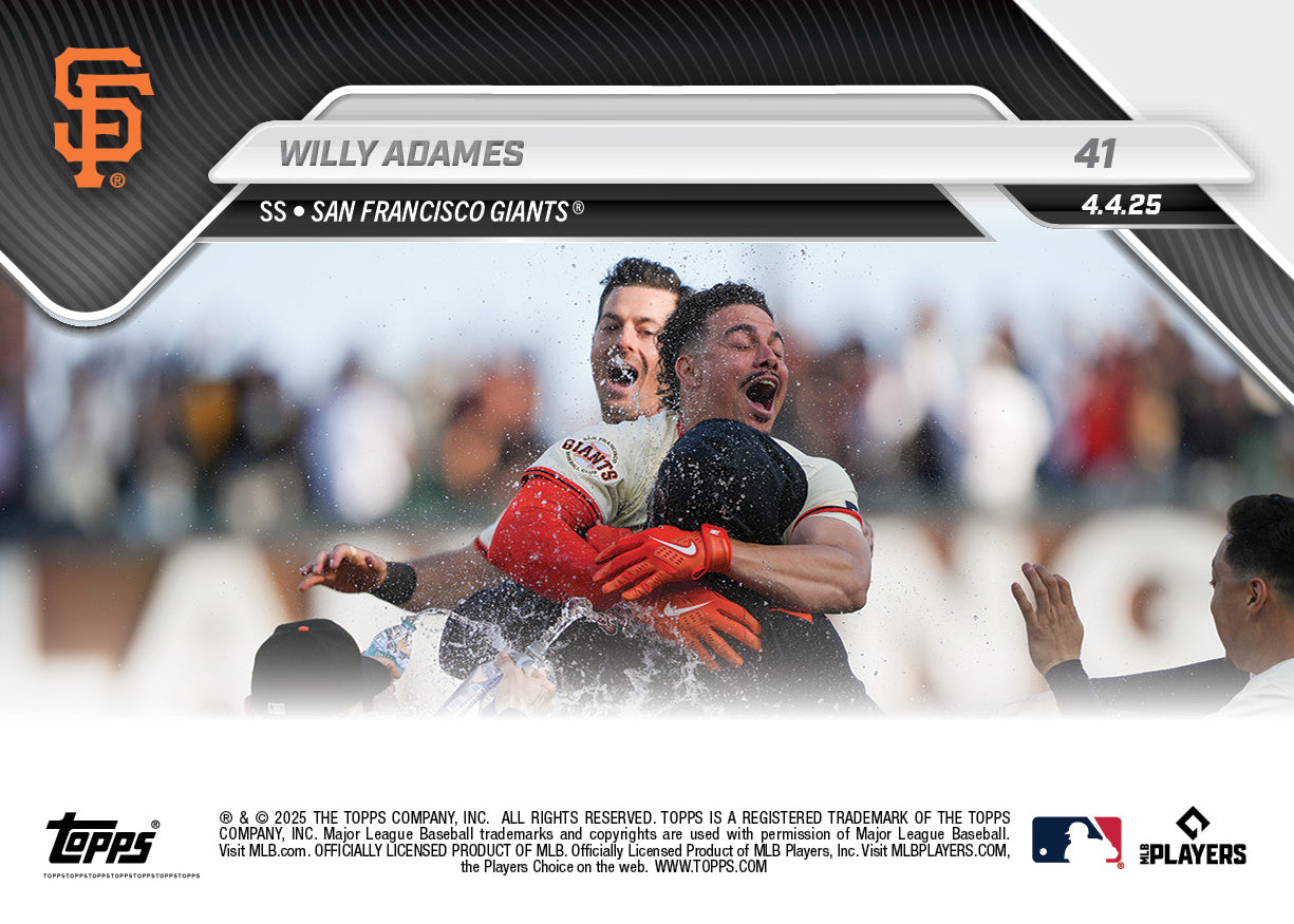 Alternative view of Willy Adames - 2025 MLB Topps NOW - Card 41 - PR: 677