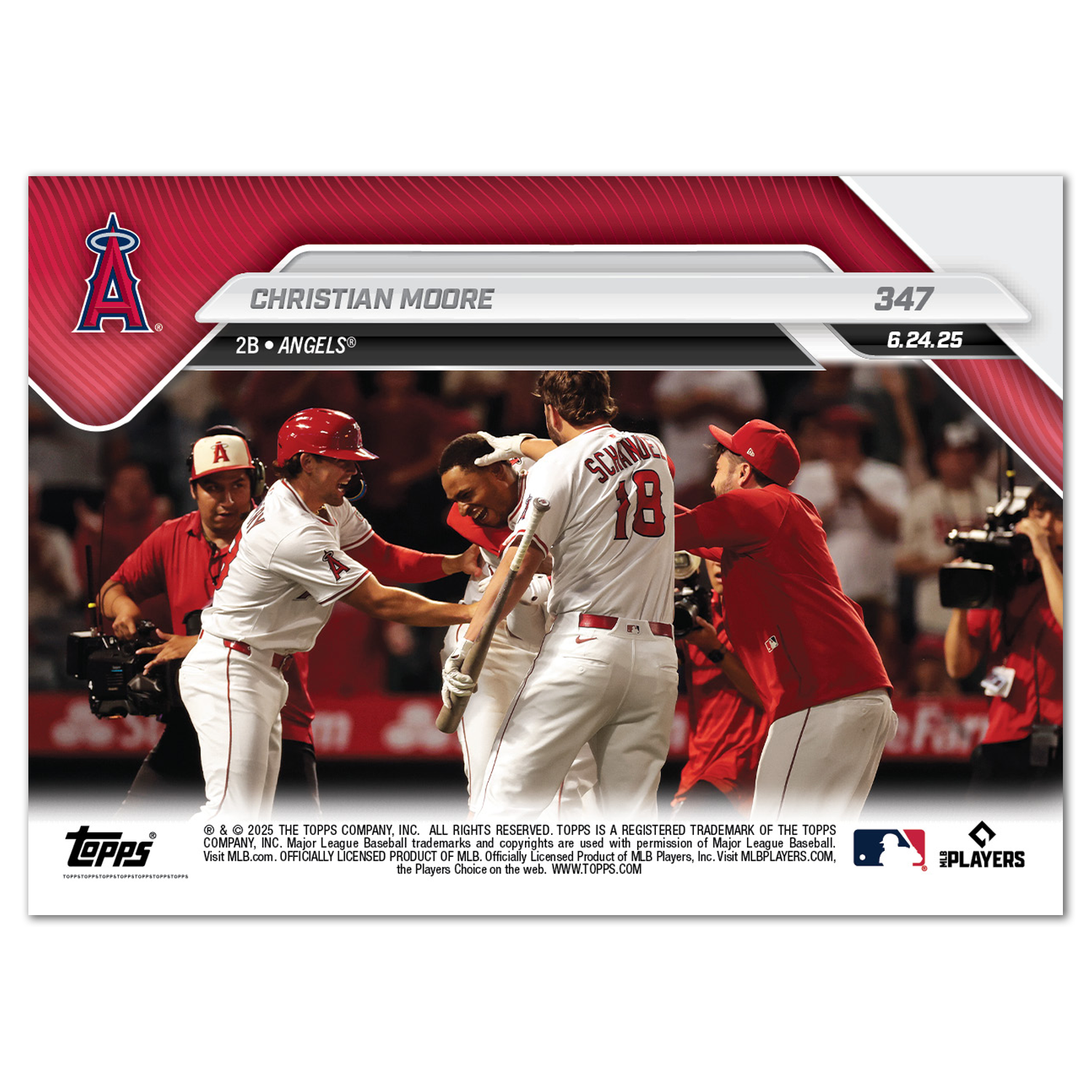 Christian Moore - 2025 MLB Topps NOW - Card 347 - PR: 1401 - Image 2