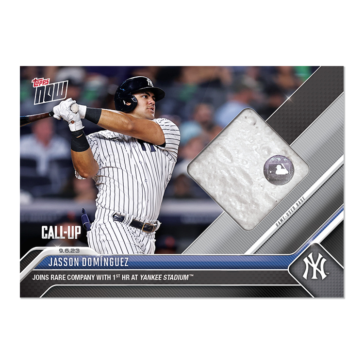 Game-used Base Relic # to 99 or Lower - Jasson Domínguez - 2023 MLB TOPPS NOW Card 827 - Image 3