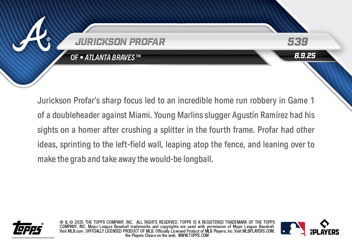 Jurickson Profar - 2025 MLB Topps NOW - Card 539 - PR: 682 - Image 2