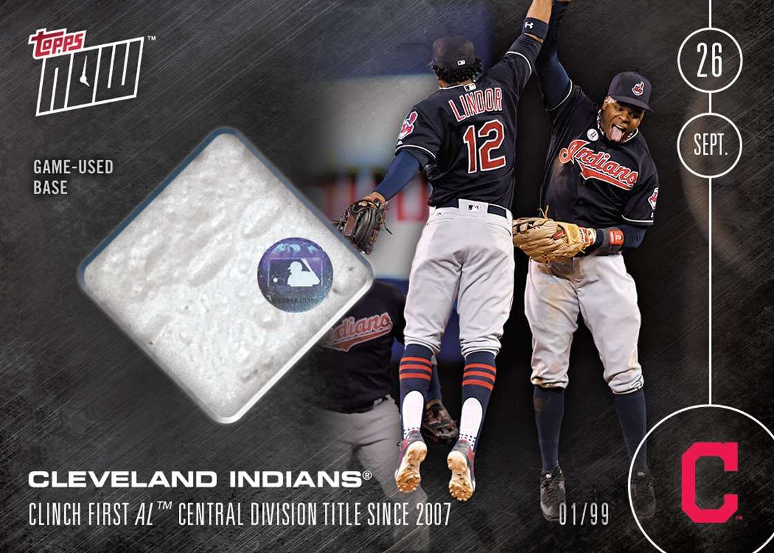 Cleveland Indians Clinch A.L. Central Division Relic Card # to 99 - TOPPS NOW