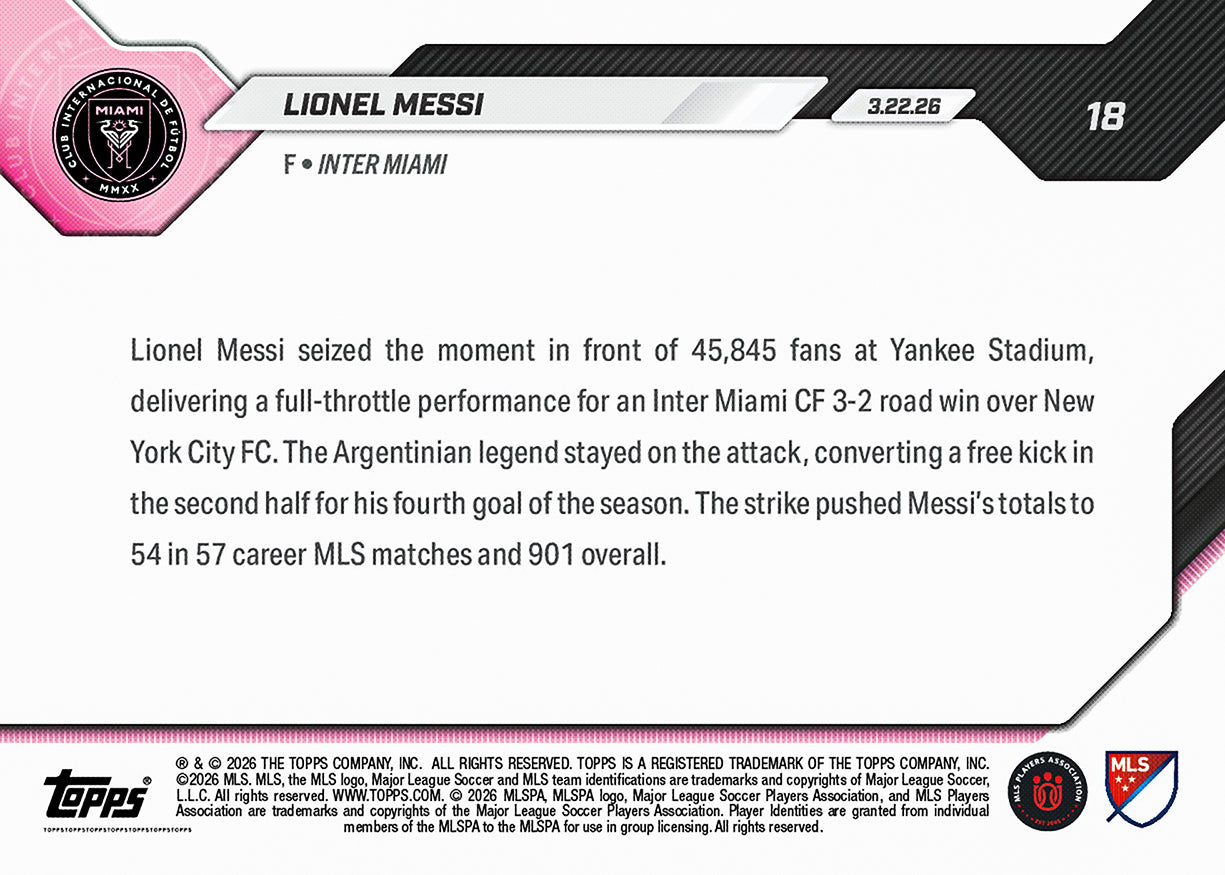 Lionel Messi - 2026 MLS Topps NOW - Card 18 - PR: 4819 - Image 3