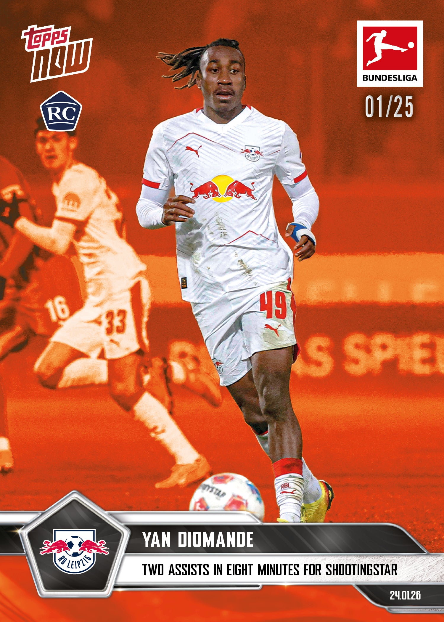 Yan Diomande - 2025-26 Bundesliga Topps NOW - Card 109 - PR: 1629 - Image 5